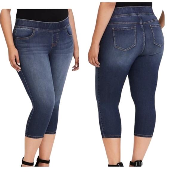 Torrid Lean Jean Crop Dark Wash Pull On Stretch Skinny Plus Size 3 3X - Picture 1 of 11
